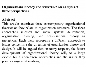 ترجمه مقاله Organizational Theory and Structure: An analysis of three perspective by Curtis Ventriss
