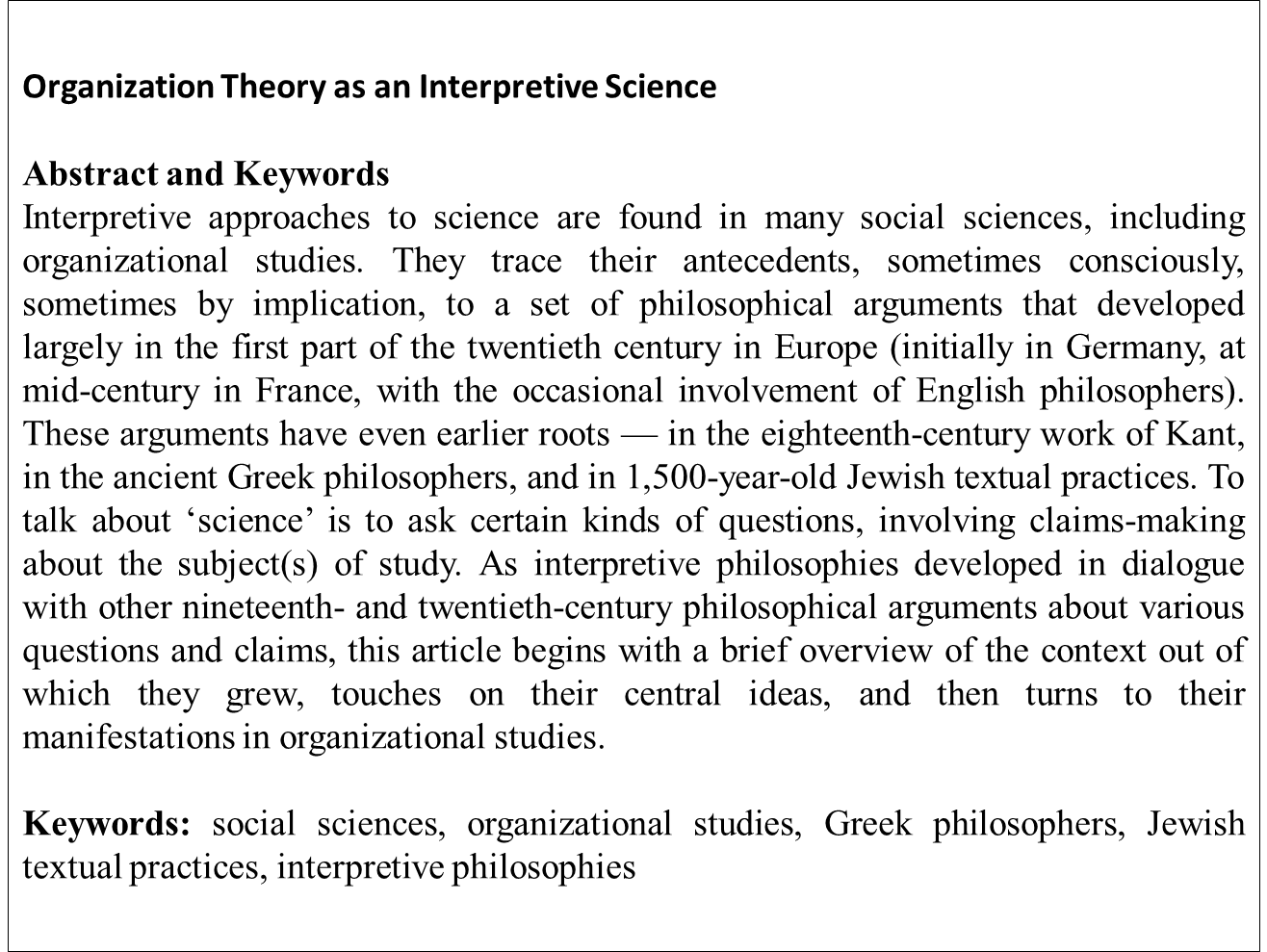 ترجمه مقاله organizational Theory as an interpretive science By mary Jo Hatch, Dvora Yanow